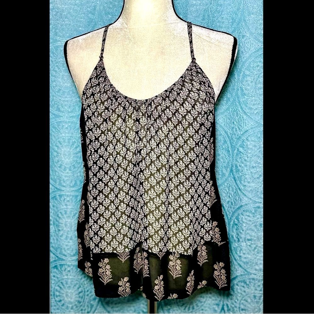 Joie Corbelle Black White Botanical Print Silk Camisole Top S